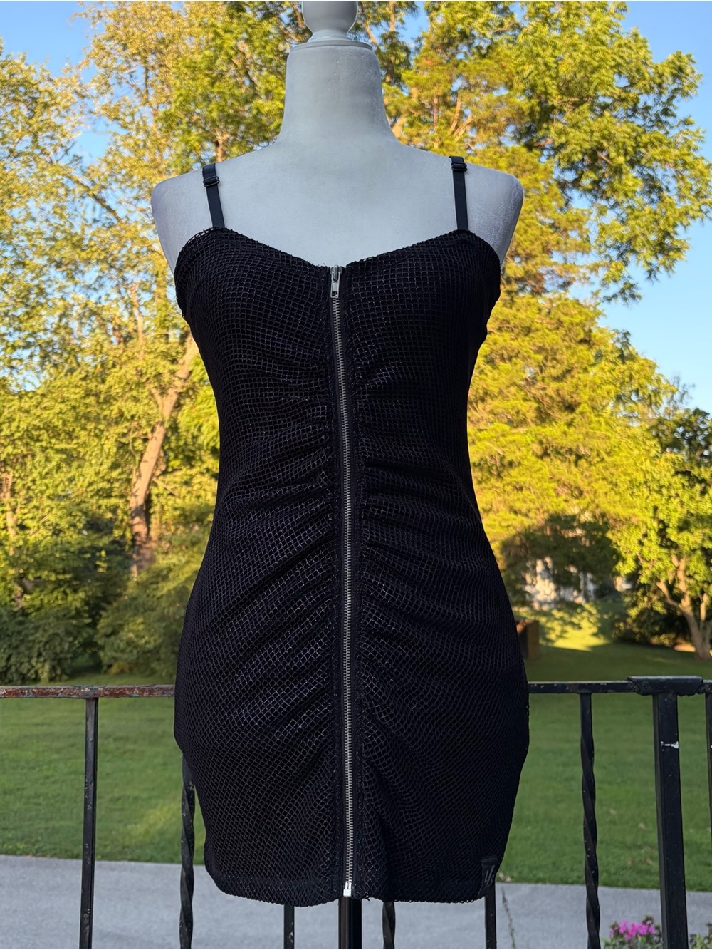 Vintage Lip Service Mesh Fishnet Bodycon Micro mini Dress Black Purple Shimmer